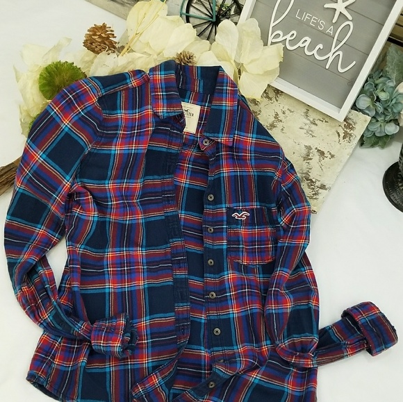 ⭐CHRISTMAS SALE⭐HOLLISTER PLAID LONG SLEEVE TOP SIZE SMALL - Picture 3 of 4
